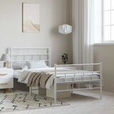  Metalni okvir kreveta uzglavlje i podnožje bijeli 100x200 cm | shoptok.hr