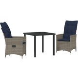  3-dijelni vrtni set za objedovanje s jastučićima sivo poli ratan vrtni stol crn 80x80x73 cm s kaljenim staklom | shoptok.hr