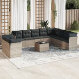 Maison Chic Seti vrtnega pohištva - Vrtna garnitura - Vrtni pohištvo set 11-delna z blazinami sv. siv poli ratan, (21816055) | Shoptok.si