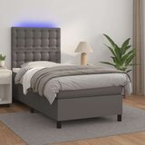  Box spring postelja z vzmetnico LED siva 90x200 cm umetno usnje, (20789732) Cene