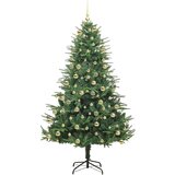 vidaXL Umjetna predsvetljena božićna jelka s kompletom kroglica Zelena | Shoptok.si