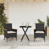 vidaXL 3-dijelni bistro set s jastucima crni od poliratana i stakla Cijene