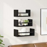  Set zidnih polica 3 pcs Crni hrast 40x16x14cm Konstruirano drvo | shoptok.hr