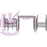  3-dijelni bistro set s jastucima crni od poliratana Crna 90 cm table length | Shoptok.si