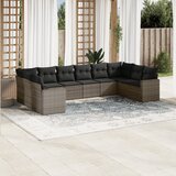Maison Chic Seti vrtnega pohištva - Vrtna garnitura - Vrtni pohištvo set 10-delna z blazinami siv poli ratan, (21811633) | Shoptok.si