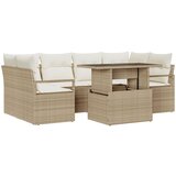 vidaXL 7-dijelni set vrtnih sofa s jastučićima bež poli ratan, 2-sjedalna vrtna sofa s jastučićima bež poli ratan Cijene