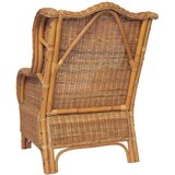 vidaXL Enosed z blazino svetlo rjav naravni ratan in platno | Shoptok.si