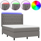  Box spring postelja z vzmetnico LED temno siva 140x200 cm blago, (20725423) | Shoptok.si