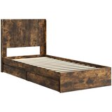  Krevetna konstrukcija s pohranom i uzglavljem Dimljeni hrast Smeđa 100 x 200 cm | Shoptok.si
