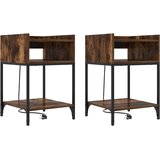  Noćni ormar s policom 2 pcs Dimljeni hrast 40 x 40 x 61 cm | shoptok.hr