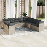 vidaXL 11-dijelni set vrtnih sofa poliratan s jastucima svijetlosivi Cijene