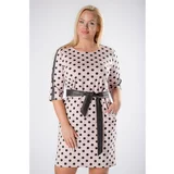 Ptakmoda fitted polka dot dress with glitter stripes on the sleeves and a binding at the waist