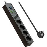 INF Napajalni razdelilnik EU 4AC s 6 vhodi USB - BKL-03 Black, (21541760) | Shoptok.si