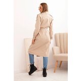 Kesi Włoski Women's coat tied at the waist with a collar beige | ePonuda.com