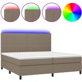  box spring s madracem LED smeđesivi 200x200 cm tkanina | shoptok.hr