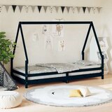  Otroški posteljni okvir črn 80x200 cm trdna borovina, (20916940) | Shoptok.si