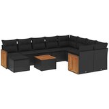 vidaXL 11-dijelni set vrtnih sofa od poliratana s jastucima crni | shoptok.hr