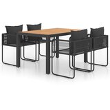  5-dijelni vrtni blagovaonski set od PVC ratana crno-smeđi Crna Dužina stola 150 cm | shoptok.hr