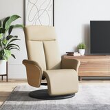  Naslonjač od tkanine s osloncem za noge krem | shoptok.hr