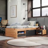 MID.YOU POSTELJA S PREDALOM 90 cm x 200 cm , naravne barve, črna | Shoptok.si
