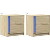  Noćni ormarići s LED svjetlima 2 kom boja hrasta sonome | shoptok.hr