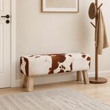  Klupa 110 x 30 x 45 cm Prava koža Smeđa i bijela Cijene