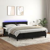 vidaXL Krevet box spring s madracem LED crni 160x200 cm baršun | shoptok.hr