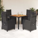  5-dijelni vrtni blagovaonski set s jastucima od poliratana crni | shoptok.hr