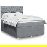 vidaXL Box spring postelja z vzmetnico svetlo siva 140x200 cm blago | Shoptok.si