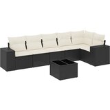 Maison Chic Seti vrtnega pohištva - Vrtna garnitura - Vrtni pohištvo set 7-delna z blazinami črn poli ratan, (21796084) | Shoptok.si