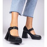 Gemre Black square-toe pumps with buckle Katherin | Shoptok.si