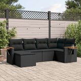  6-dijelni set vrtnih sofa s jastucima crni od poliratana | shoptok.hr
