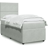 vidaXL Box spring postelja z vzmetnico svetlo siva 90x200 cm žamet Cene