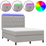  box spring s madracem LED svjetlosivi 140x200 cm tkanina | shoptok.hr