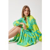  Women's Oil Green Belted Oversize Summer Viscose Dress | Shoptok.si