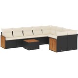  10-dijelni set vrtnih sofa s jastucima crni od poliratana | shoptok.hr