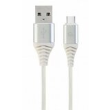 Gembird premium cotton braided Type-C USB charging -data cable,1m, silver/white CC-USB2B-AMCM-1M-BW2 Cene