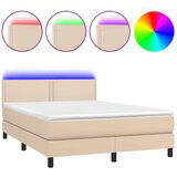  Krevet box spring madrac LED cappuccino 140x190cm umjetna koža | shoptok.hr
