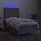  Box spring postelja z vzmetnico LED svetlo siva 90x200 cm blago, (20789430) | Shoptok.si