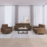  3-dijelni set sofa s jastucima smeđi od tkanine Cijene