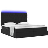  LED krevet za pohranu s madracem Crna 200 x 200 cm Baršun | shoptok.hr
