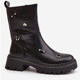 Boto Women's Eco Leather Ankle Boots With Zipper And Decorative Details Black Reritha | shoptok.hr