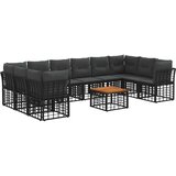  Set vanjskih sofa 11 pcs Crna i tamno siva Poliester - Crna i tamno siva sa stolom | shoptok.hr