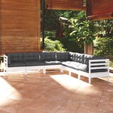 Maison Chic Seti vrtnega pohištva - Vrtna garnitura - Vrtni pohištvo set 7-delna z blazinami bela borovina, (21806073) | Shoptok.si
