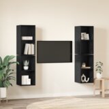vidaXL Stenski TV kabinet s polico 4 pcs Črni hrast 37 x 37 x 72 cm | Shoptok.si