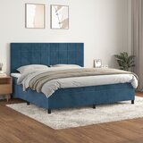 The Living Store Box spring postelja z vzmetnico temno modra 200x200 cm žamet - Box Spring Postelja, (21438661) Cene