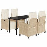  5-dijelni vrtni blagovaonski set od poliratana s jastucima bež 140 cm table length | shoptok.hr