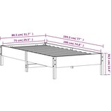  Okvir kreveta bez madraca bijeli 75 x 190 cm masivna borovina | shoptok.hr