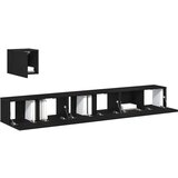  4-delni set TV omare Črni hrast inženirski les, (22012382) | Shoptok.si