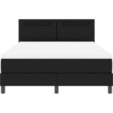 vidaXL Postelja s pomičnim podjemom in črno vzmetnico 140x190 cm iz umetnega usnja | Shoptok.si